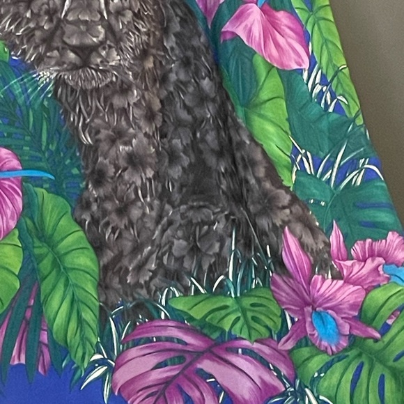 Vintage Salvatore Ferragamo Silk Scarf Coveted Black Panther Cub 34 In Exc Cond - Picture 8 of 10